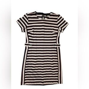 Banana Republic‎ Blue White Peach Striped Dress Zip Back Mini Dress 10P Petite